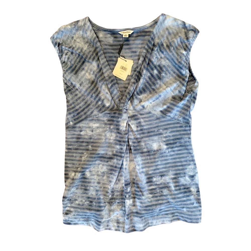 Calvin Klein Blue Striped Tie-Dye Top